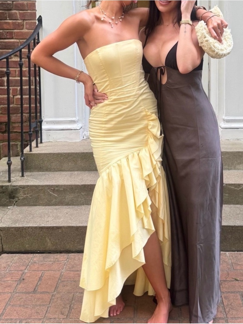 NWT Babyboo Angelina Yellow Strapless Ruffle Dress Gown